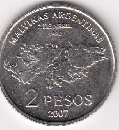 Beschrijving: 2 Pesos MAVINAS ISLANDS
